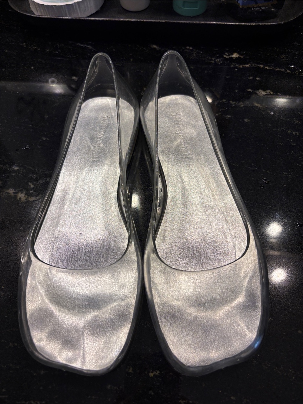 Jeffrey Campbell Women's Clear Jelly Ballet Flats with Silver Insole - 8 EUC